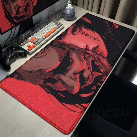 40x90cm gaming samurai oni mouse pad japão máscara menina deskmat grande gamer profissional premium mousepad acessórios de controle de velocidade