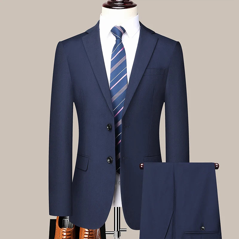 Terno (blazer + calças) masculino casual formal negócios cavalheiro cor sólida hospedagem quatro estações emagrecimento casamento moda terno