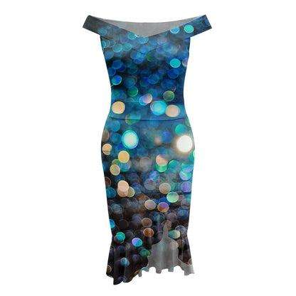 Vestido de festa feminino na altura do joelho, sexy fora do ombro, plissado dividido, bodycon monocromático, glitter, vestidos elegantes, moda feminina