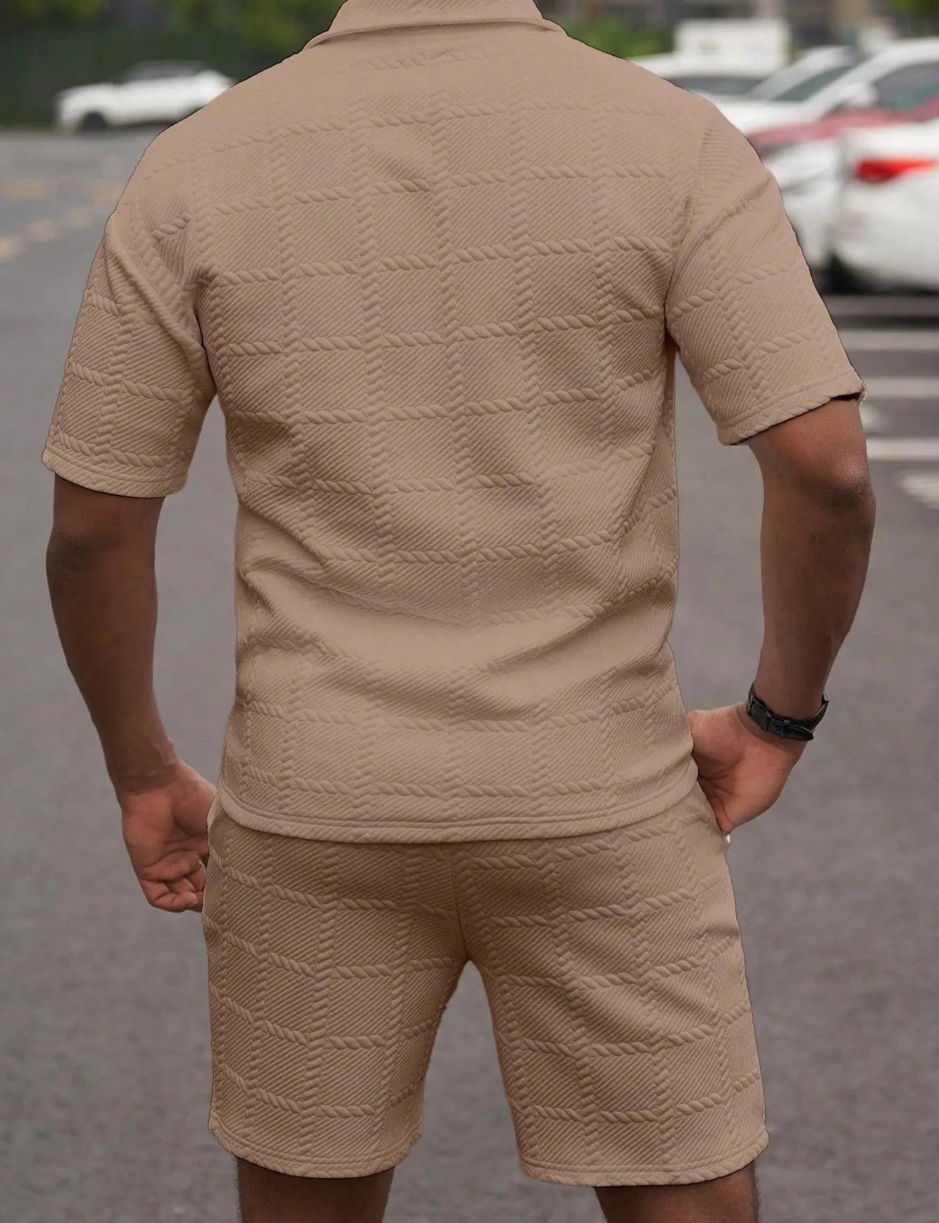 2025 verão nova tendência da moda cor sólida confortável moda leve casual masculino terno de manga curta para homem