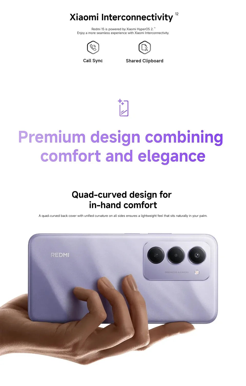 【Marca +】Redmi 15 Versão Global Smartphone 6,9" 50MP 7000mAh bateria 33W carregamento rápido IP64 Snapdragon ®   685 Plataforma Móvel