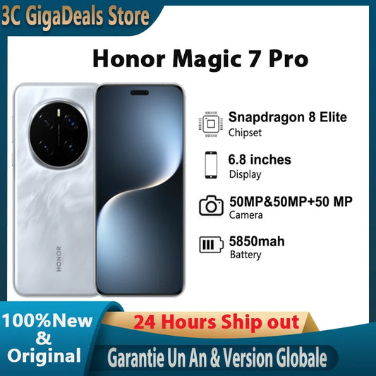 Honor Magic 7 Pro versão global, 8 Elite, telefone portátil 5G, mAh, 100W, 6,8 O, led, Android 15, NFC, SmartPhone