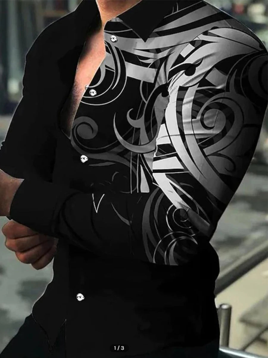 2024 camisa de manga longa masculina casual all-match moda rua camisa masculina lapela único breasted manga longa topo roupas masculinas