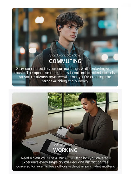 Baseus Bowie MF1/Eli 15i Fit Open-Ear Sport Fones de ouvido sem fio Bluetooth 5.4 Ganchos para os ouvidos Big Bass Sport Fones de ouvido 60 horas de reprodução