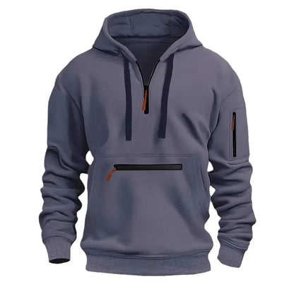 Outono e inverno novo moletom com capuz masculino moda casual esportes com capuz manga longa tendência grosso ao ar livre tático braço zíper pulôver hoo