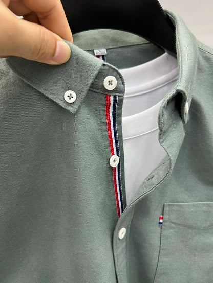 Novo 100% algodão camisa de manga comprida masculina designer marca primavera outono moda negócios confortável respirável topo roupas masculinas