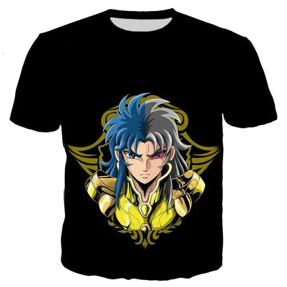Saint seiya t camisa masculina moda camisetas crianças hip hop topos t anime impressão 3d camiseta verão masculino gráfico topos meninos t