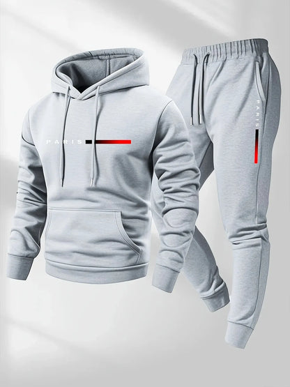 Paris carta impressão moletom terno masculino velo calças com capuz conjunto primavera outono inverno quente casual esportes pulôver calças conjuntos