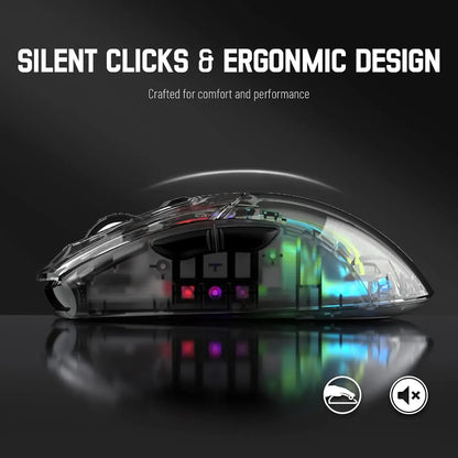 ATTACK SHARK X2 Pro Modo Triplo Sem Fio Transparente Shell Gaming Mouse RGB Recarregável 4000 DPI Mouse Dock Recarregável