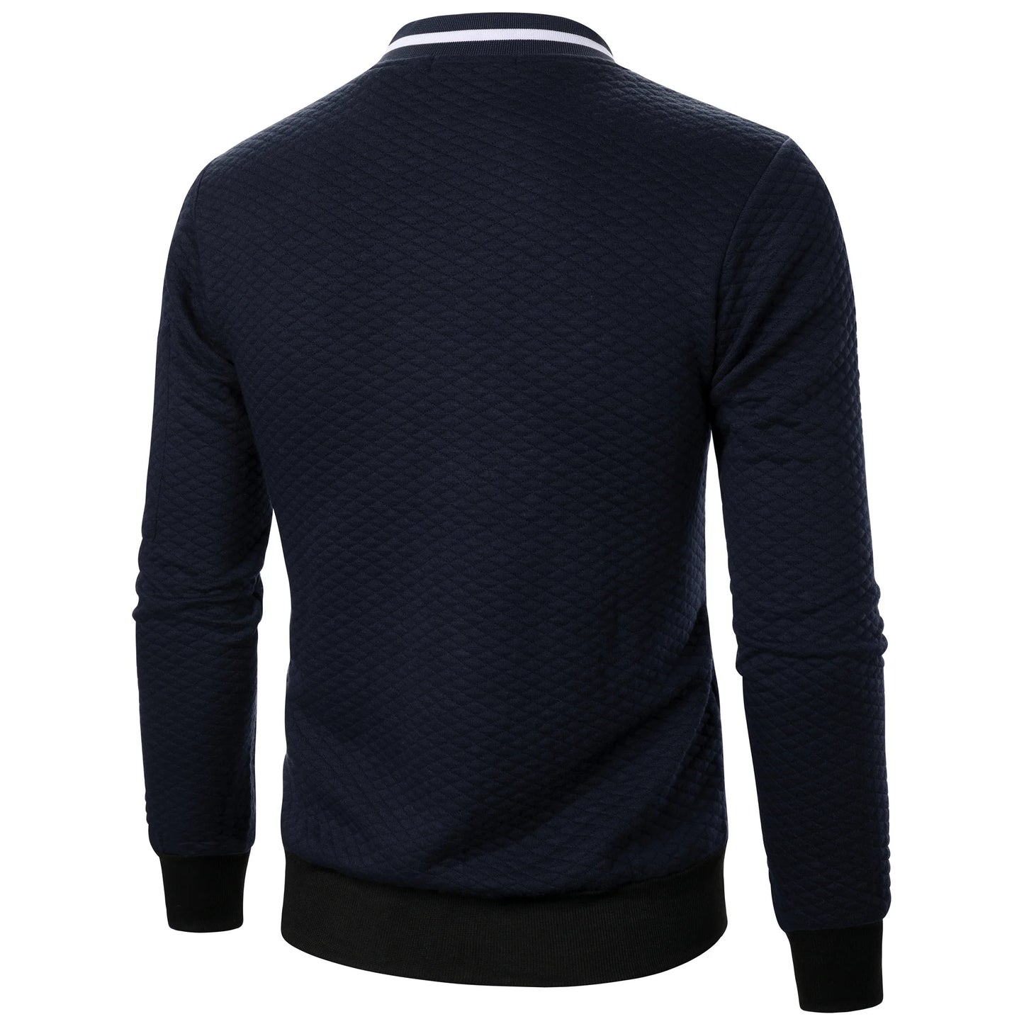 Top masculino com zíper waffle, gola stand, capuz casual, outono e inverno