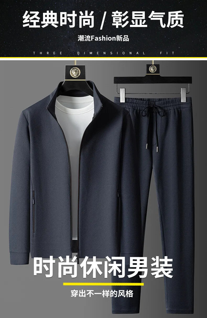 (Jaquetas + calças) 2025 primavera moda masculina jaquetas homem casacos de manga longa jaquetas casuais masculinas um conjunto de roupas tamanho M-5XL