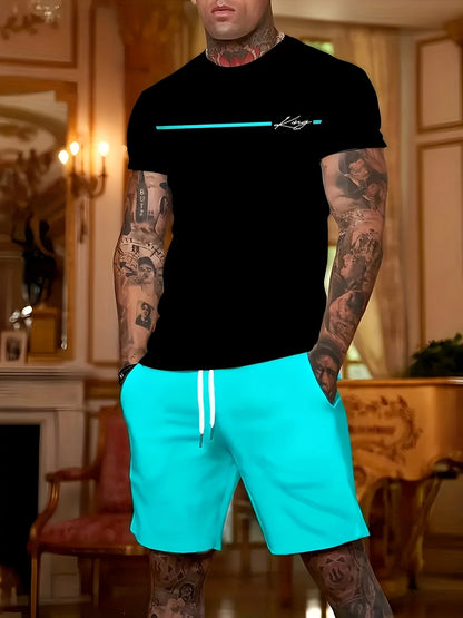 2025 verão novo terno masculino verão moda casual ao ar livre rua tiro roupas masculinas simples terno casual manga curta shorts