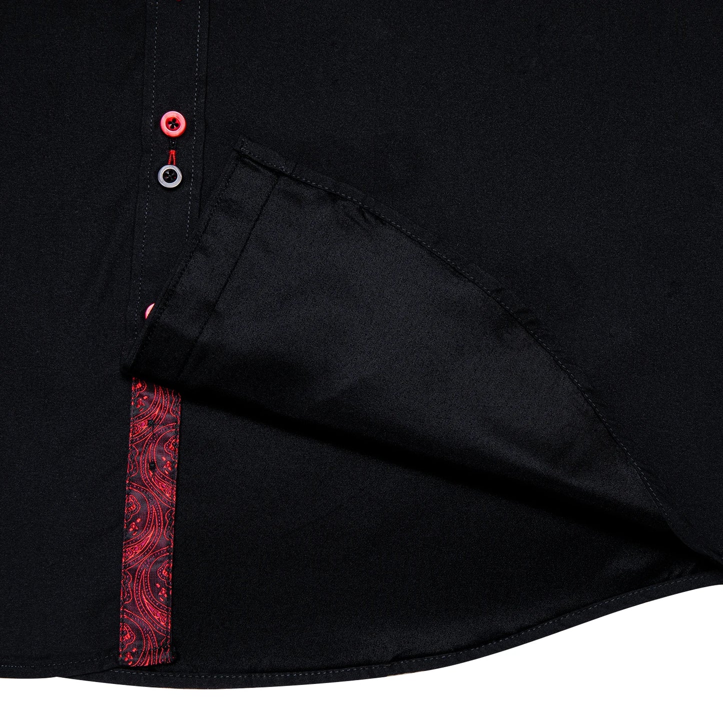 DiBanGu Camisa Masculina de Manga Longa Preto Sólido Vermelho Paisley Cor Contraste Moda Vestido Camisa para Homens Gola Botão para baixo Roupas Masculinas