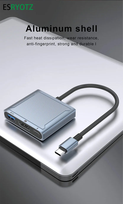 8K 60Hz USB C para Displayport 144Hz hud Thundrbolt USB-C para DP 3 em 1 Hub dock cabo Tipo C para DisplayPort 1.4 cabo para Mackbook