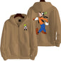 Goofy masculino impressão dos desenhos animados hoodie primavera outono feminino moletom de grandes dimensões com zíper novo casal rua moda casaco