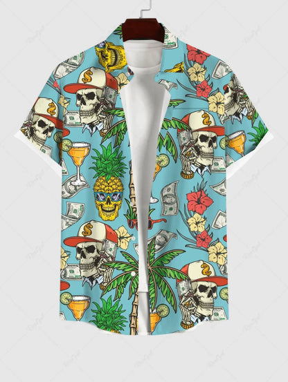 Verão plus size camisa masculina impressão 3d havaí camisas botão acima praia férias camisas de manga curta camisas casuais para homem