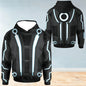 Moletom masculino com tema TRON azul claro, padrão de circuito de ficção científica, roupa casual diária para outono inverno, ideal para camadas ou agasalhos