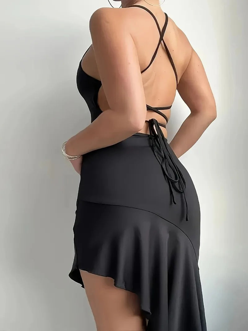 Vestido para mulheres verão casual moda sexy halter sem costas plissado vestido de festa vestidos de noite vestidos de tricô feminino