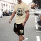 Novo 3d dos desenhos animados coelho impressão masculina 2 peças camiseta shorts conjunto verão casual todos os dias manga curta topo ao ar livre rua esporte shorts