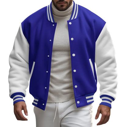 Cross-border men's autumn and winter flight jacket baseball jersey velvet loose casual stand-up jacket men