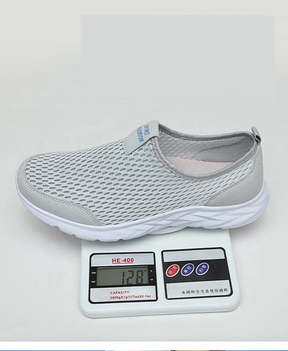 Yrzl tênis masculino malha respirável sapatos casuais ao ar livre antiderrapante tamanho grande mocassins andando leve masculino tênis