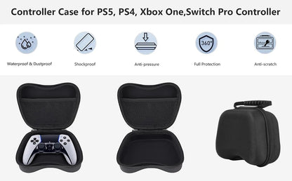 Estojo de viagem rígido para controladores PS5/Xbox Series X/S/Switch - Protetor de transporte de casca dura EVA à prova de choque com bolso para acessórios