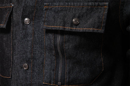 AIOPESON Mens 100% Algodão Camisas Jeans Outono Grosso Cowboy Camisa Masculina de Alta Qualidade Botão de Cor Sólida Camisa Jeans Casuais