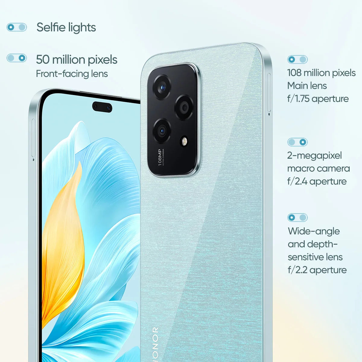 Versão global honor 200 lite 5g smartphone Mediatek dimensão 6080 6.7 "90hz display amoled 108mp câmera principal 4500mah bateria