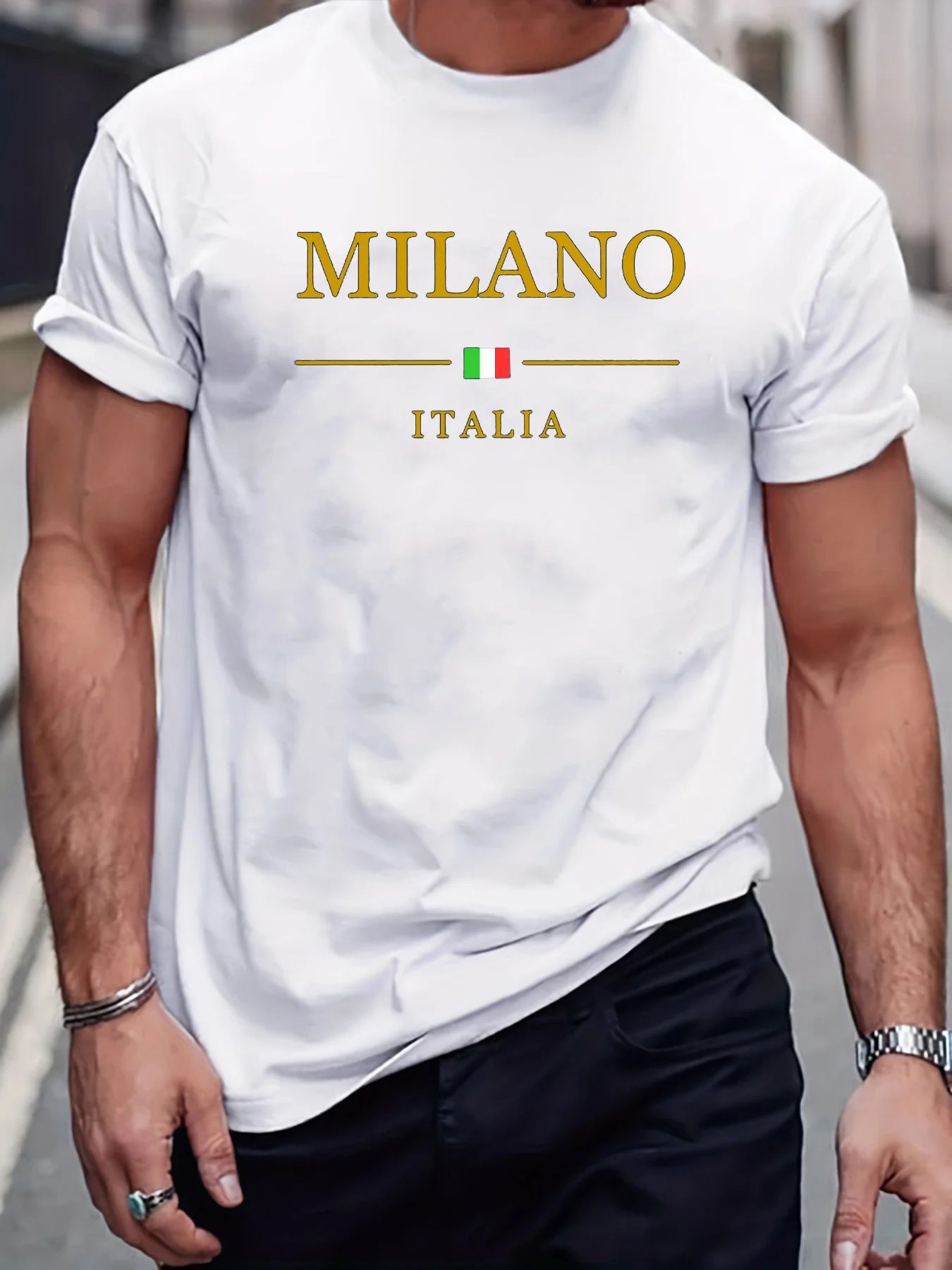 Verão masculino 100 algodão moda casual solto plus size milano italia carta impressa esportes em torno do pescoço manga curta camiseta