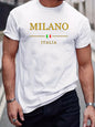 Verão masculino 100 algodão moda casual solto plus size milano italia carta impressa esportes em torno do pescoço manga curta camiseta