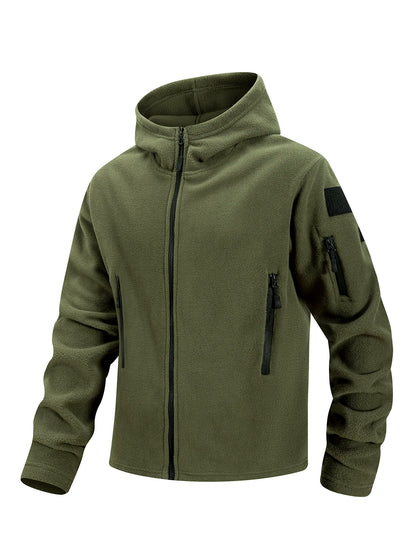 Jaqueta de lã masculina de caça de inverno casacos quentes polar ao ar livre jaqueta com capuz multi-bolso casual completo zip esporte caminhadas casaco S-XXXL
