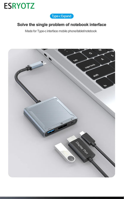 8K 60Hz USB C para Displayport 144Hz hud Thundrbolt USB-C para DP 3 em 1 Hub dock cabo Tipo C para DisplayPort 1.4 cabo para Mackbook