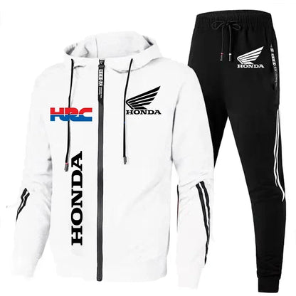 H novo agasalho honda roupas masculinas honda hrc logotipo impressão ternos de suor zip hoodies + calças 2 peça define masculino honda hrc roupas esportivas