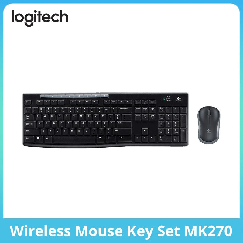 Logitech-mk270 teclado e mouse sem fio para laptop, tamanho completo, com receptor 2.4g