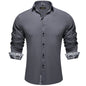 DiBanGu Camisa Masculina de Manga Longa Preto Sólido Vermelho Paisley Cor Contraste Moda Vestido Camisa para Homens Gola Botão para baixo Roupas Masculinas