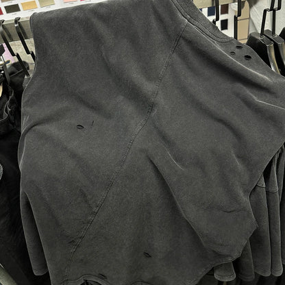 Crânio vermelho impressão de dedo buraco danificado saint tanque t das mulheres dos homens streetwear colete de grandes dimensões vintage washe preto sem mangas t camisa