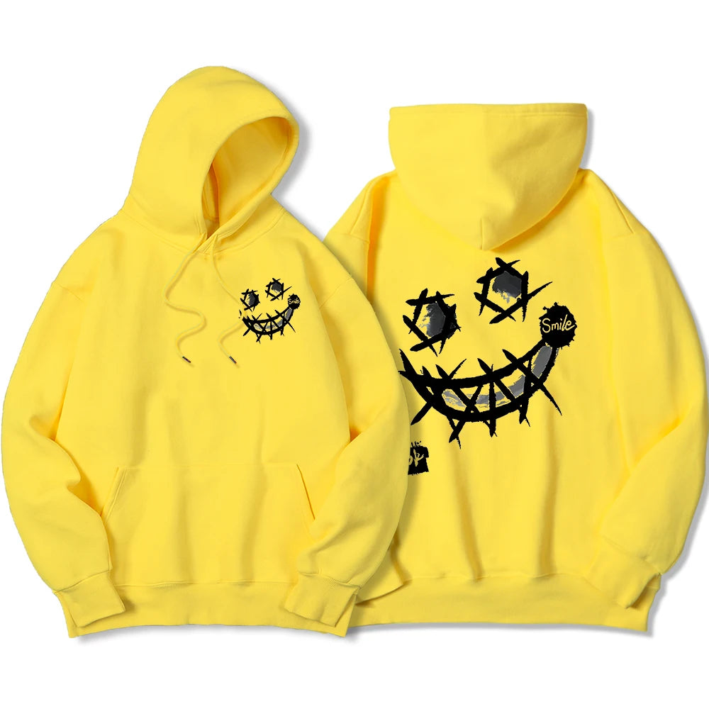Por favor, sorriso, ok padrões interessantes moletom masculino harajuku moda com capuz quente casual hoodies outono oversize topos