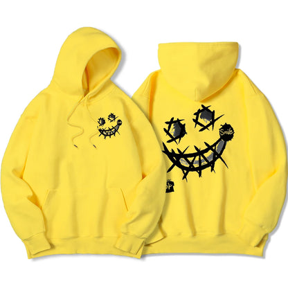 Por favor, sorriso, ok padrões interessantes moletom masculino harajuku moda com capuz quente casual hoodies outono oversize topos