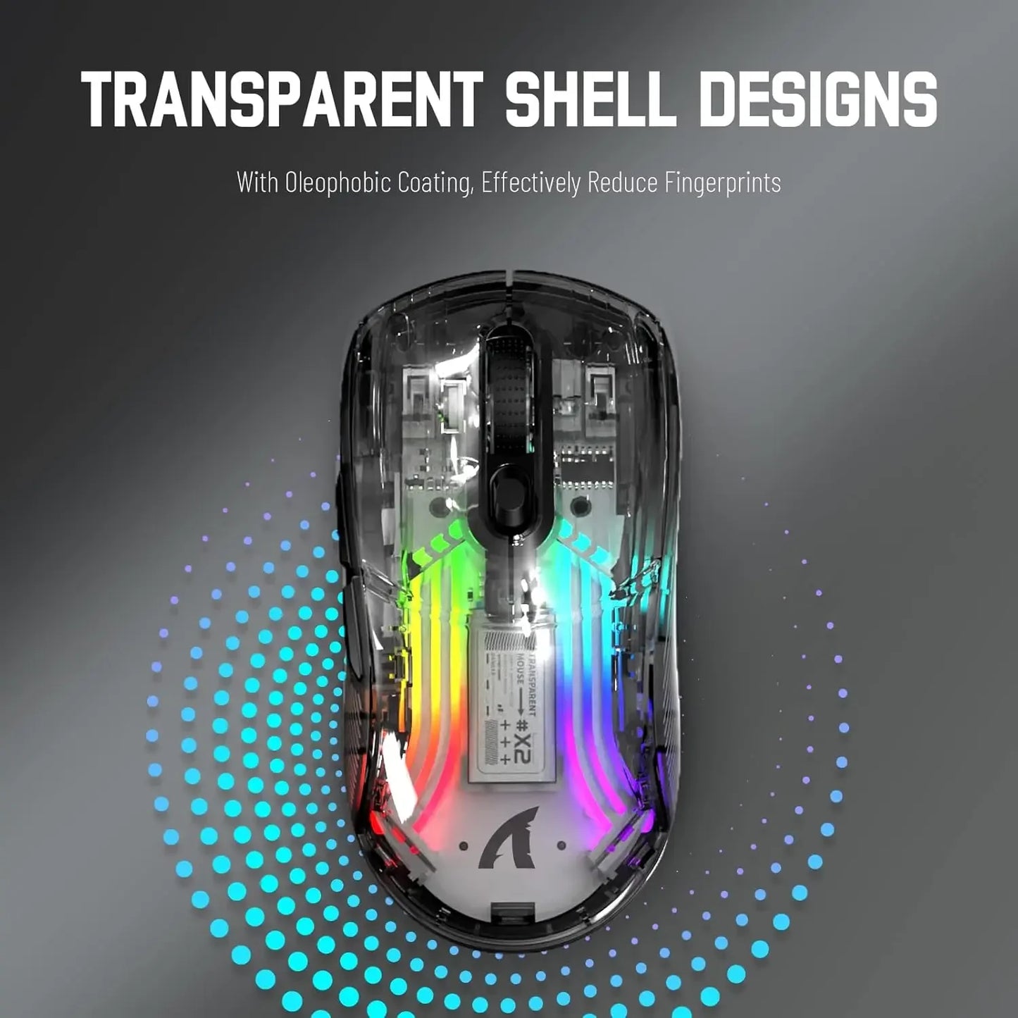 ATTACK SHARK X2 Pro Modo Triplo Sem Fio Transparente Shell Gaming Mouse RGB Recarregável 4000 DPI Mouse Dock Recarregável