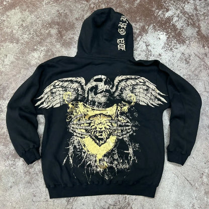 2000s crânio padrão gótico hoodie y2k zíper rosto coberto crânio padrão impresso hoodie casual punk hip hop rua retro engraçado