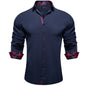 DiBanGu Camisa Masculina de Manga Longa Preto Sólido Vermelho Paisley Cor Contraste Moda Vestido Camisa para Homens Gola Botão para baixo Roupas Masculinas