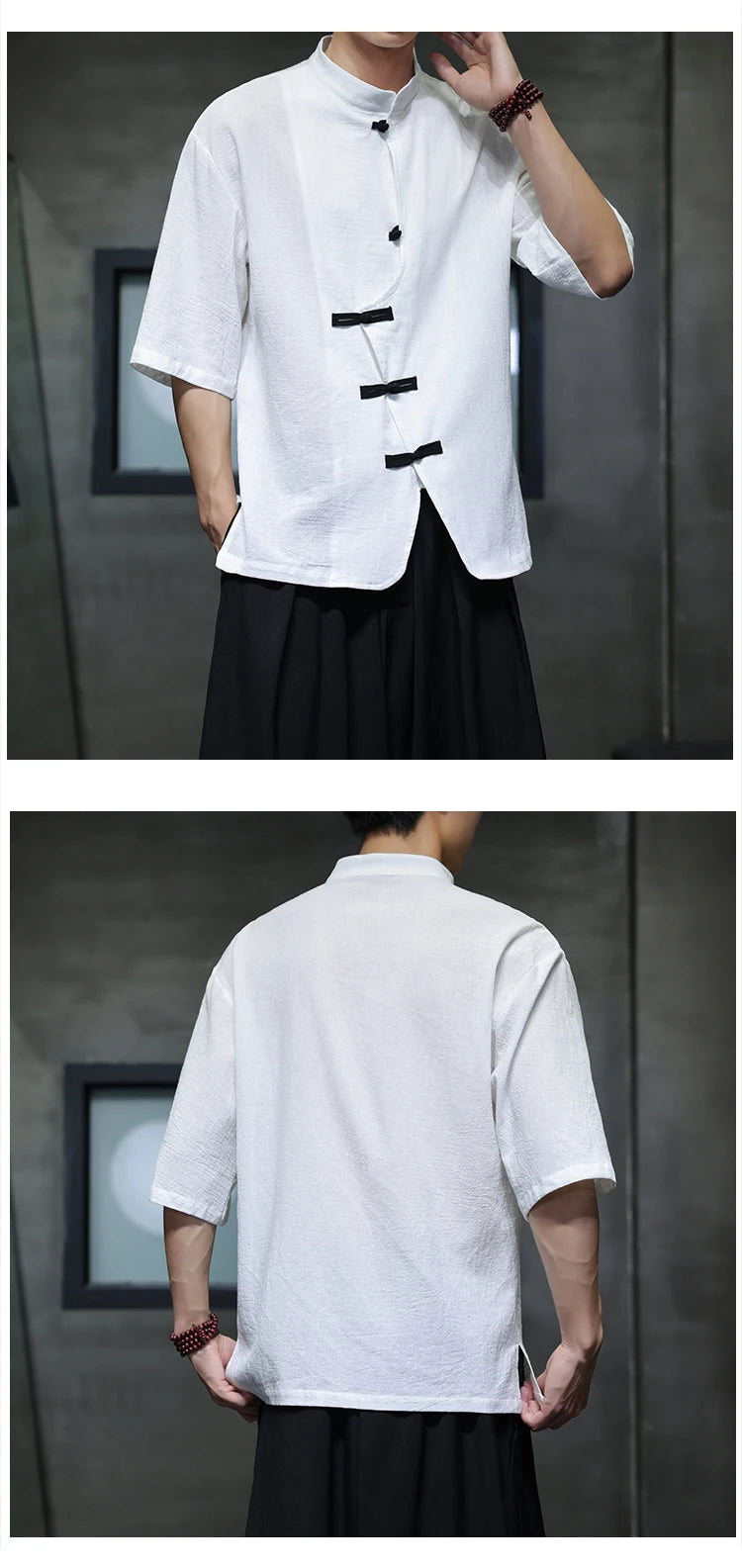 Camisa de linho de algodão masculina verão luz fina manga curta topo streetwear solto oversize casual estilo chinês camisa tang terno hanfu