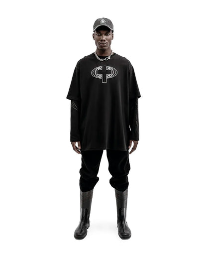 Camiseta gráfica estampada do Satan Club dos homens, roupas Hip Hop, tops de manga comprida, streetwear gótico, Harajuku, Y2K, Hip Hop, 2 peças