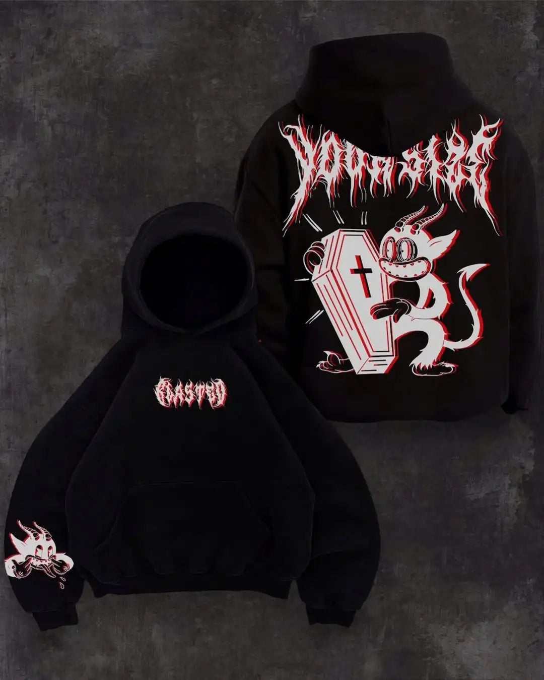 Masculino preto com capuz solto ajuste estilo rua gótico hoodie com punho impressão elegante casual urbano manga longa pulôver design na moda