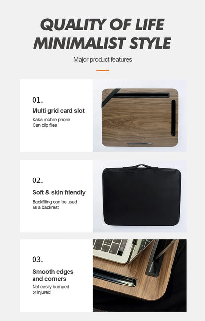 Laptop Desk portátil com slot para iPad portátil, pessoa preguiçosa, slot para telefone, adequado para cama, sofá, carro