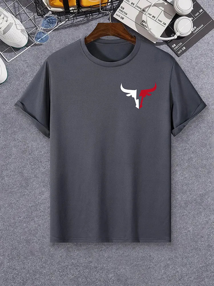 Camiseta masculina com estampa de caveira 3d, camiseta casual diária de verão para esportes fitness, camiseta de manga curta masculina da moda de rua