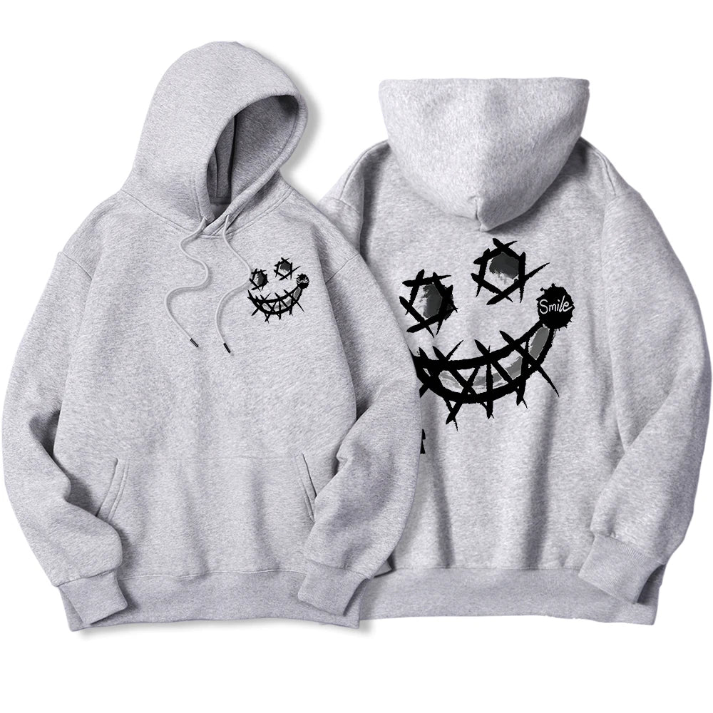 Por favor, sorriso, ok padrões interessantes moletom masculino harajuku moda com capuz quente casual hoodies outono oversize topos