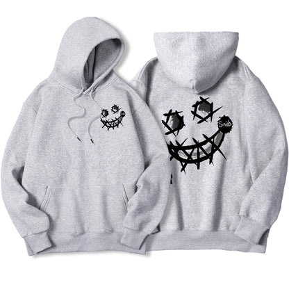 Por favor, sorriso, ok padrões interessantes moletom masculino harajuku moda com capuz quente casual hoodies outono oversize topos