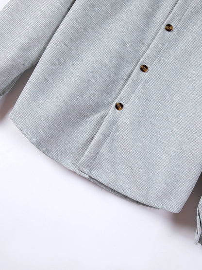 Jaqueta masculina de trabalho com verificação de waffle, jaqueta elegante com botão de lapela e calças compridas, confortável, respirável, casual, roupa de negócios, 1/2 peças