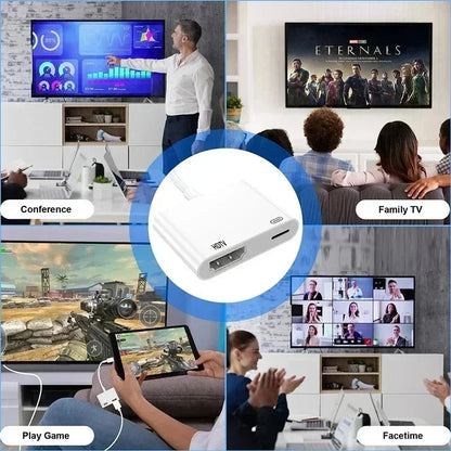 Para apple iphone relâmpago para adaptador av digital para iphone 14 pro 13 12 11 hdmi projetor sincronização conversor de tela com carregamento f